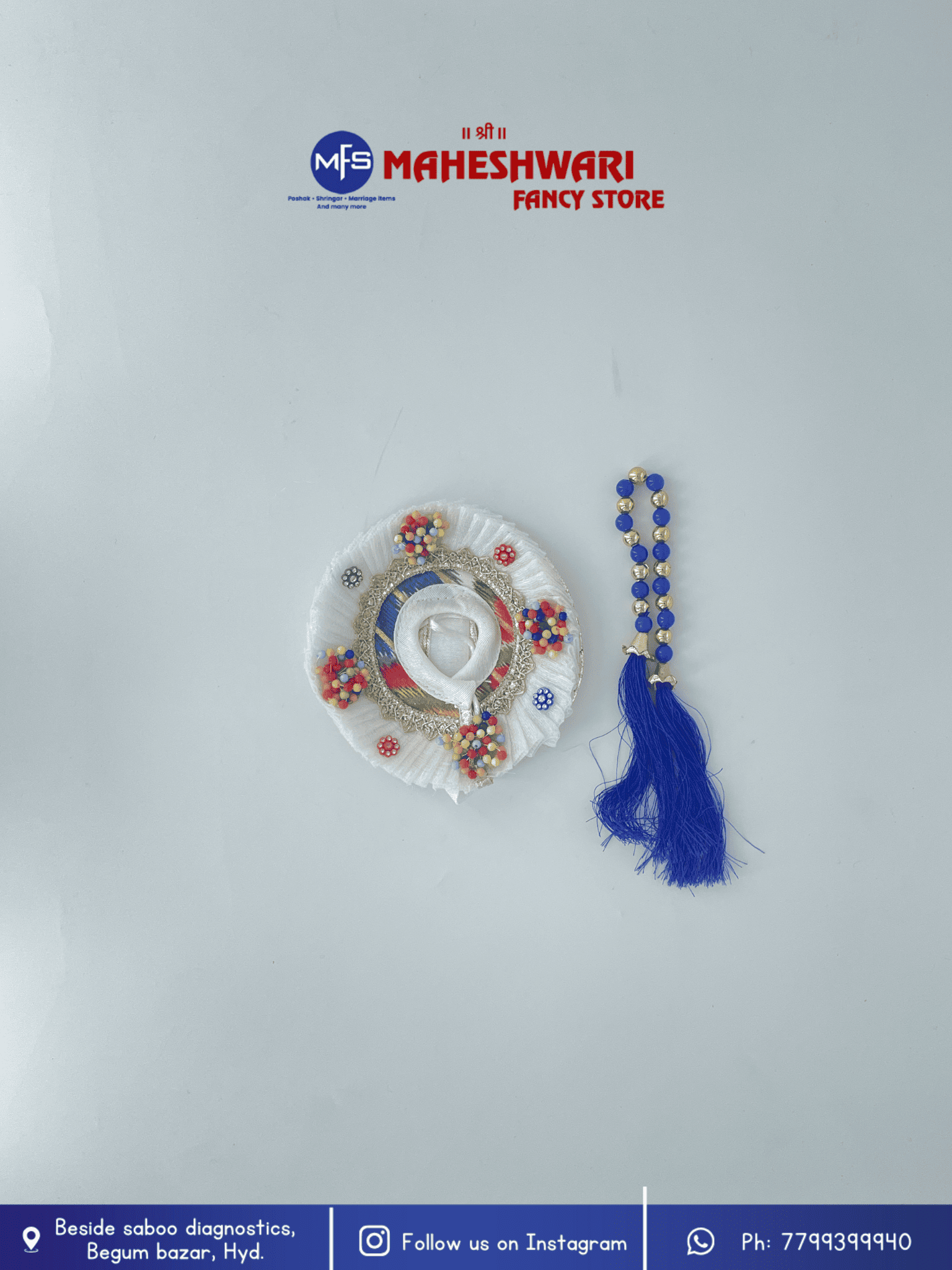 Maheshwari Fancy Store - Colorful White Laddugopal Poshak
